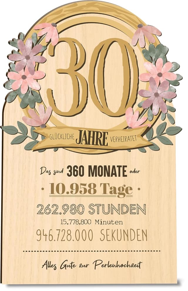 Imagen de Perlenhochzeit Karte 30 Holzkarte zum 30. Hochzeitstag en OfertitasTOP