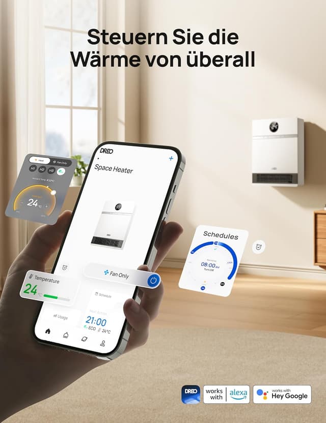 Detalle 2 de Dreo Smart Wandkonvektor 2000 W mit Alexa