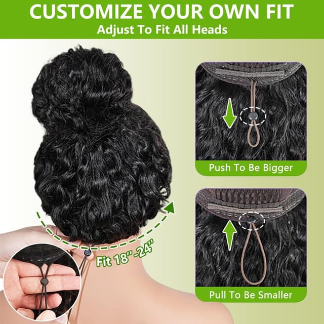 Thumbnail 6 de QUANDIAN 7x5 Glueless HD Lace Deep Wave Wig (26 Inch) with Drawstring, Pre-Plucked & Pre-Cut 210% Density