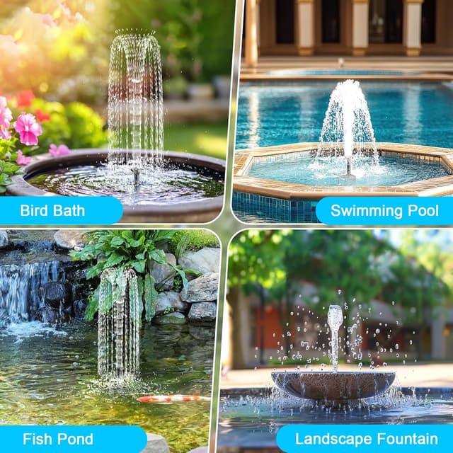 Detalle 2 de Solar Springbrunnen 2,5W Teichpumpe von Solar Springbrunnen – 3,25 m Kabel & 5 Düsen für Gartenteich, Vogelbad & mehr