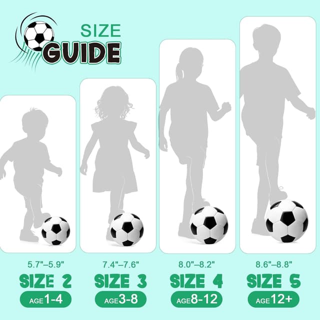 Detalle de Soccer Ball Size 2/3/4/5 with Pump & Bag (1–3 Pack) - Classic Black & White Durable Ball for Indoor/Outdoor Play