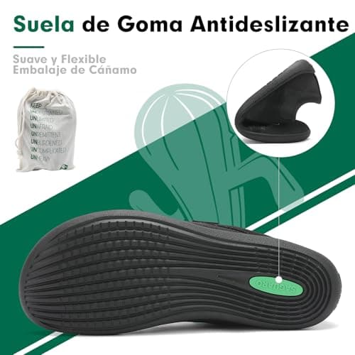 Detalle 2 de SAGUARO Luck Ⅰ zapatillas barefoot minimalistas transpirable y antideslizante, negro (EU 43)