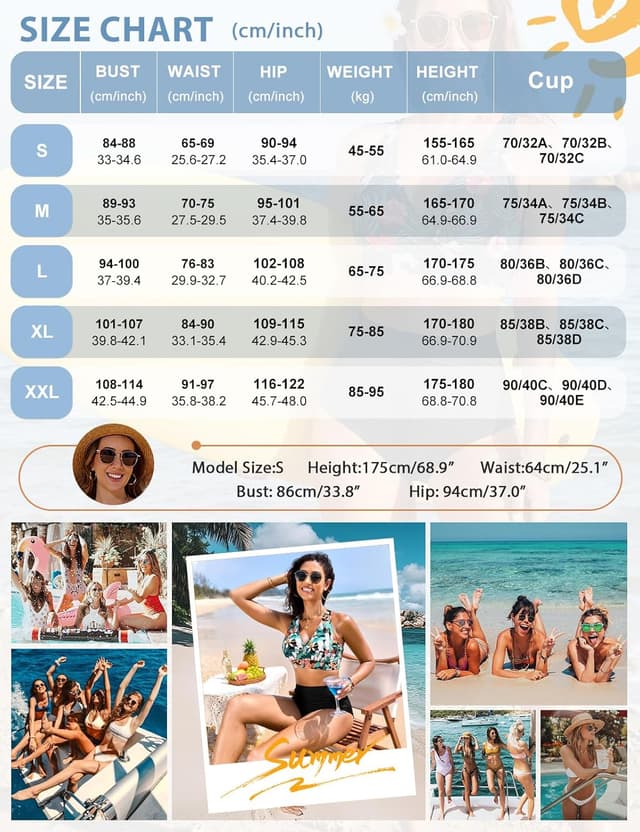 Detalle de Costume da bagno donna Tuopuda a vita alta in due pezzi con top push up e slip per il controllo della pancia