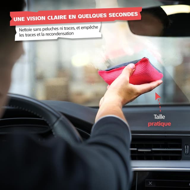 Detalle de SPRINGER ZX1200 – Lot de 2 éponges double face pour pare-brise anti-buée (sans traces, sans peluches)