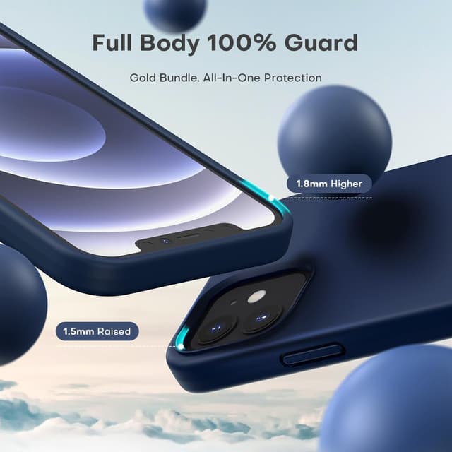 Detalle de TOCOL Silicone for iPhone 12 Case (6.1-inch) – Liquid Silicone Slim, Blue