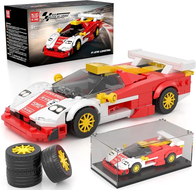 Detalle de Mould King 27089 Technik Speed Champion Klemmbausteine Auto GTR LT mit Acrylvitrine (385 Teile)