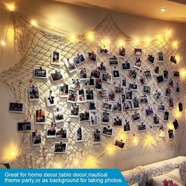 Detalle 2 de Aolso Décoration murale en filet de pêche naturel méditerranéen (1 x 2 m) bleu