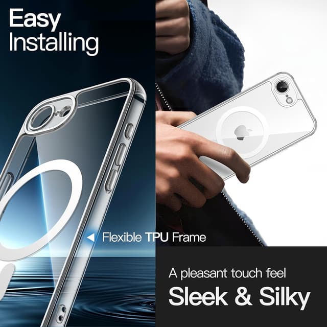 Detalle 2 de JETech magnetische Hülle für iPhone 17e (2026) / iPhone 16e mit MagSafe, transparent