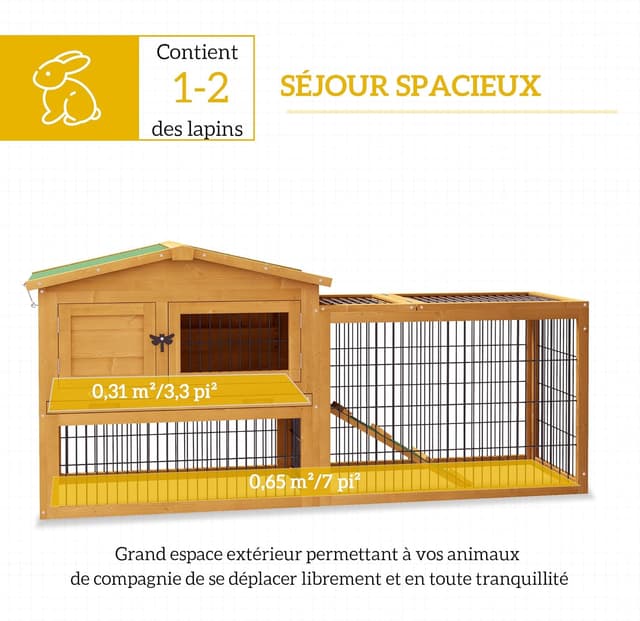 Detalle de PawHut clapier extérieur lapin 150L