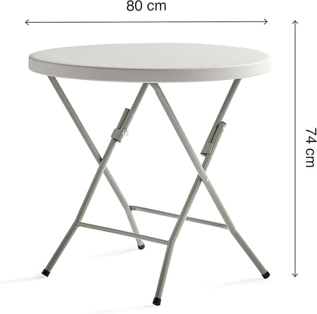 Thumbnail 1 de KG KITGARDEN Mesa plegable portátil Ø80×74 cm, blanca