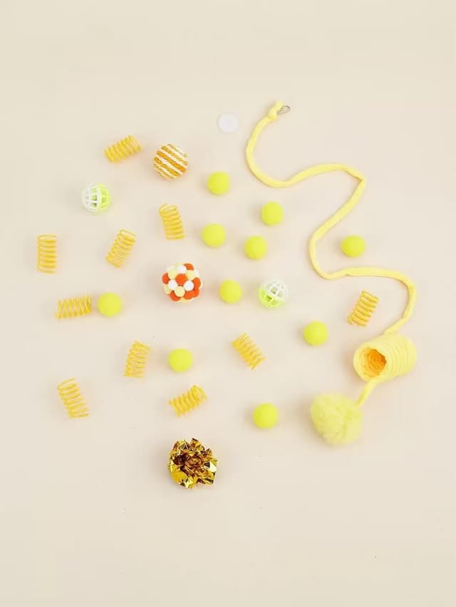 Detalle 1 de Bertifive 26-teilige Katzenspielzeug-Set für Kätzchen – rosa (Katzenspielzeug mit Bällen & Knistern)