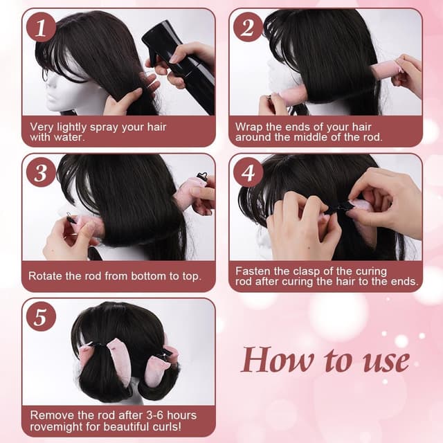 Detalle 2 de LOPHE Senza Calore Bigodini: set di 3 bigodini per ricci su capelli lunghi e medi (rosa)