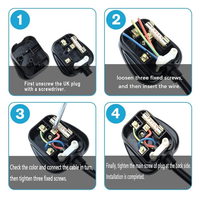 Detalle de 13 AMP fused 3 pin UK plug 4 pack