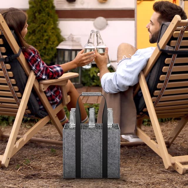 Thumbnail 6 de Lifewit Borsa portabottiglie in feltro rinforzato con manici e 6 scomparti (30 x 20 x 26 cm)