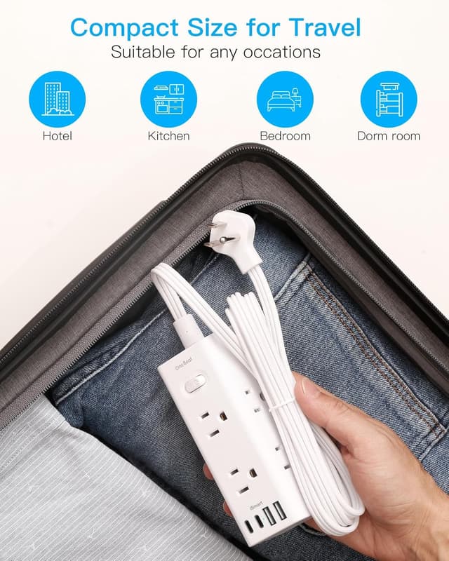 Thumbnail 6 de One Beat 10 ft Power Strip 6-Outlet with USB ๐