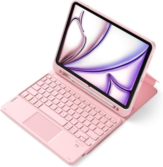 Detalle de Inateck iPad 10th Generation Keyboard Case with Detachable Magnetic Keyboard & Trackpad (Pink)