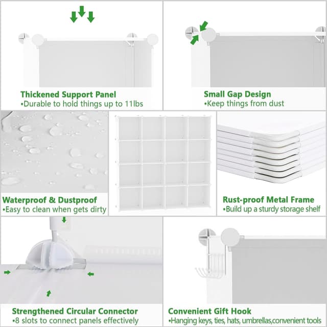 Thumbnail 6 de C&AHOME organizzatore modulare a cubi in plastica, 16 scomparti Milky