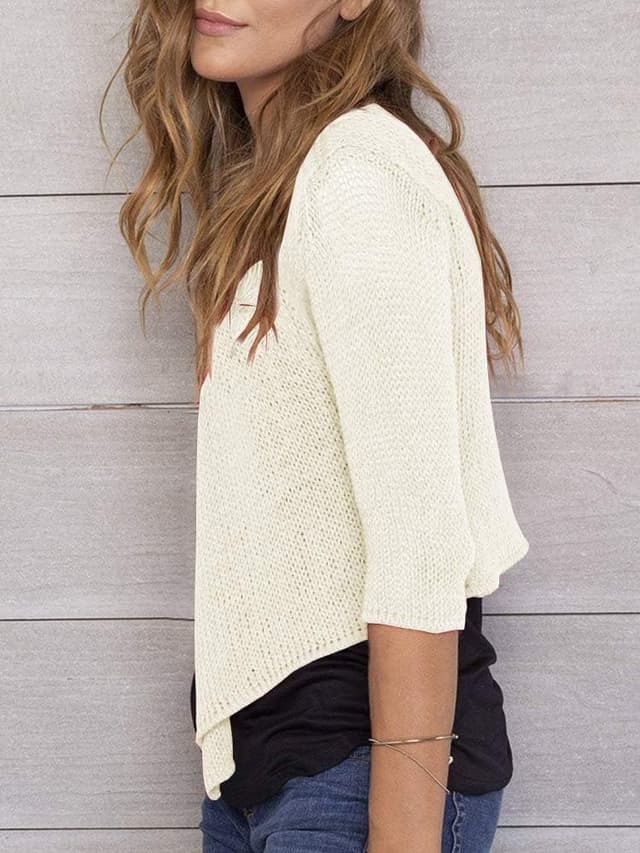 Detalle 2 de YeMgSiP Women’s Tie-Front Shrug 3/4 Sleeve Sheer Mesh Cardigan Bolero