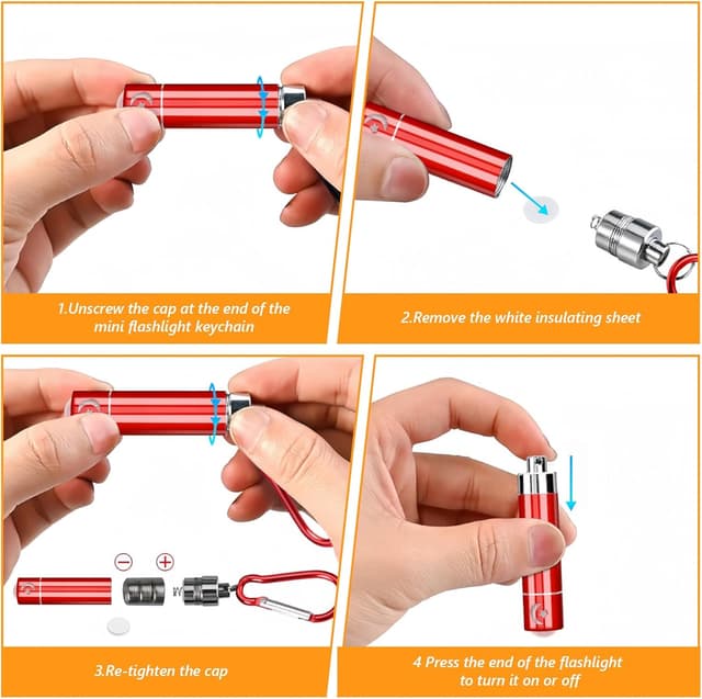 Detalle 2 de flintronic Set di 14 mini torce LED portachiavi per bambini (6,5 cm) in 6 colori