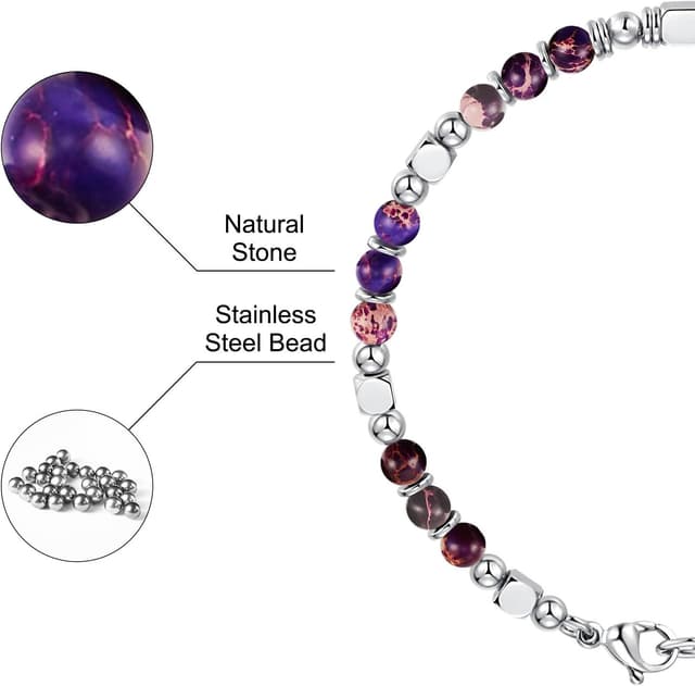 Detalle 1 de SIUMAL Boho Armband Natursteine für Damen