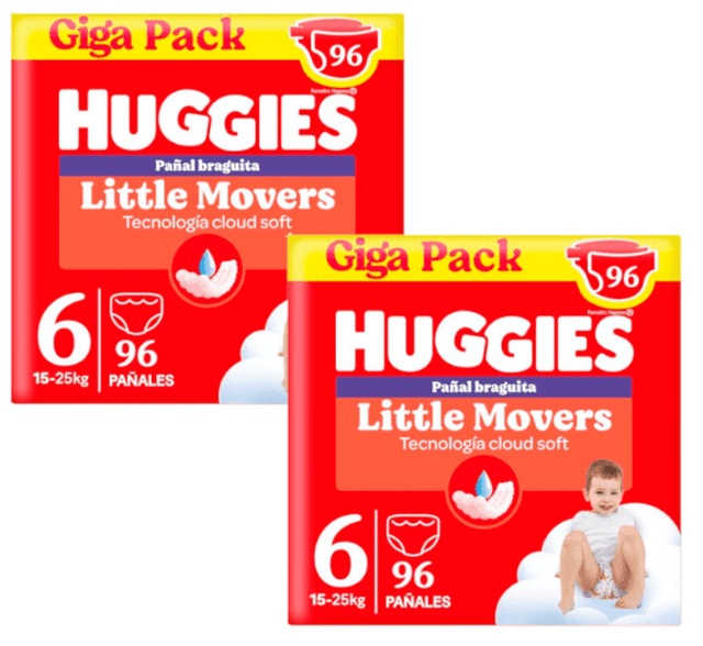 Detalle de Huggies Little Movers Pañales Braguita Disney Talla 6 🦸♂️ 2x96 Uds