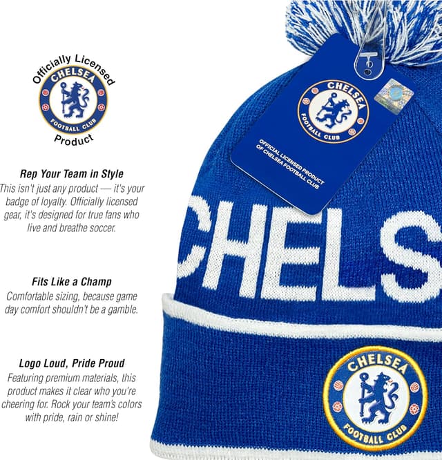 Detalle de Icon Sports Officially Licensed Chelsea FC Soccer Beanie (Unisex Adult)