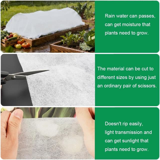 Detalle 2 de AOOWU voile d’hivernage 2,5 x 10 m (30 g/m²) pour plantes et cultures