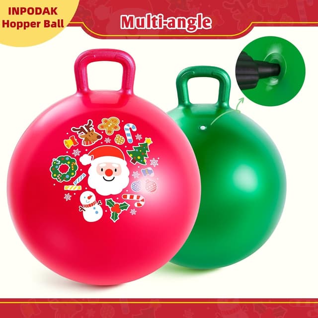 Detalle de INPODAK 2er-Set Weihnachts- Hüpfball (45 cm) für Kinder 3–8 Jahre, rutschfest, bis 100 kg belastbar