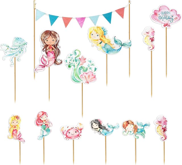 Thumbnail 6 de Papierdrachen Meerjungfrau Cake Topper Set 19-teilig