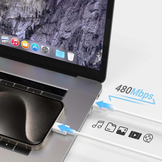 Detalle de iPhone 17/16/15 Fast Charging 20W Type C Wall Charger (3+3 Pack) with 6FT Cable