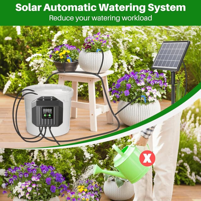 Detalle 2 de Biling Solar Drip Irrigation System Kit (15m) with Solar Automatic Watering Controller