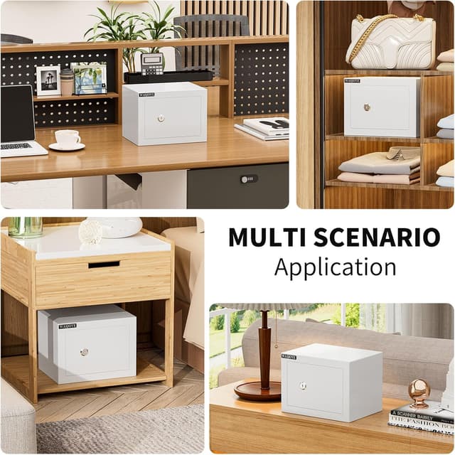 Detalle de WASJOYE Mini Cassaforte a muro 17 x 23 x 17 cm da 6,6 L con serratura a chiave