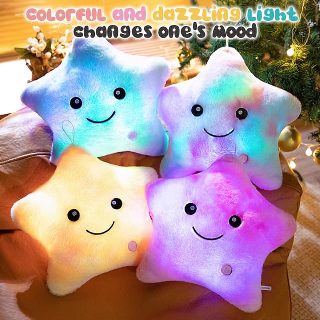 Detalle 2 de Kyduu Leuchtkissen – leuchtender Stern für Kinderzimmer & Deko, bunt-blau
