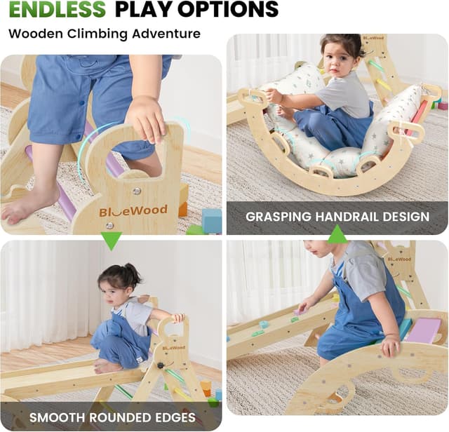 Thumbnail 4 de BlueWood Pikler Triangle Cushioned Set 9‑in‑1 Rainbow