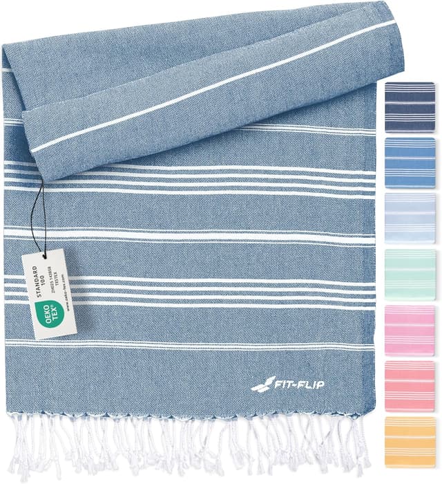 Detalle de Fit-Flip telo hammam Opale Blu 100x200 XXL