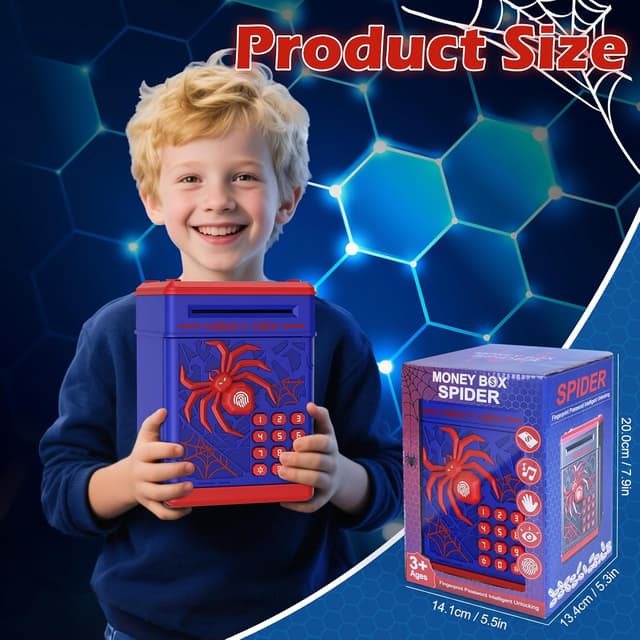 Detalle 2 de Spider Fingerprint Piggy Bank 600 coins