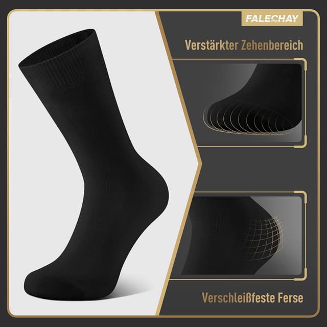 Thumbnail 2 de Falechay Herren Socken 12 Paar Sportsocken Schwarz