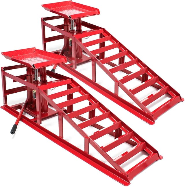 Detalle de Wiltec Auffahrrampe 2X hydraulischer Wagenheber