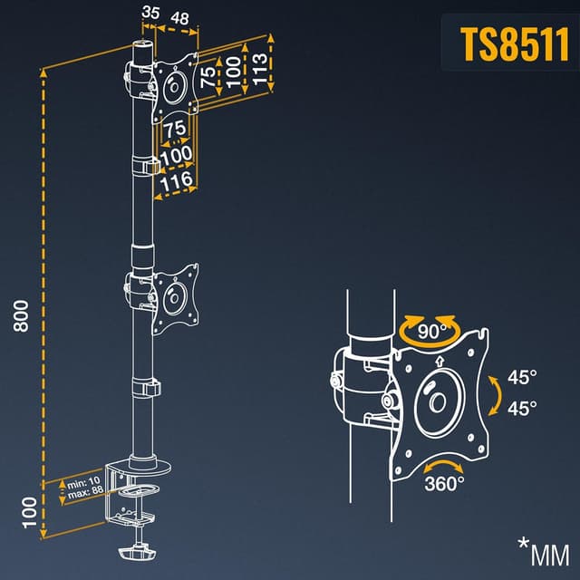 Thumbnail 5 de RICOO TS8511 Monitorhalterung für 13-27 Zoll