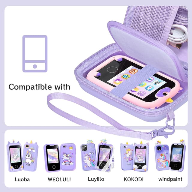 Detalle de Leayjeen Kids Smart Phone Bag (Bag Only) Purple – EVA protective carry case with strap and handle