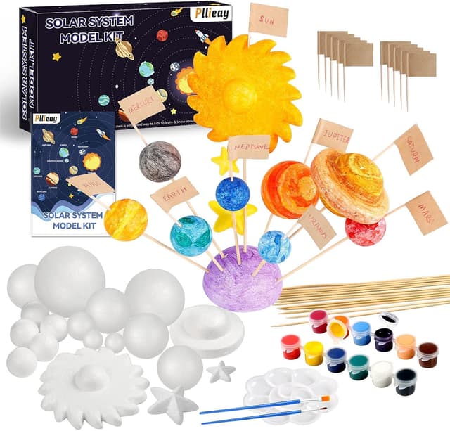 Thumbnail 6 de Pllieay Solar System Model Foam Ball Kit (14 Foam Balls, Bamboo Sticks, Color Pigments, Brushes)