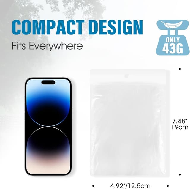 Detalle 2 de Chyaya 3/5/6 Pack Disposable Rain Ponchos (Waterproof, Hood & Elastic Cuffs) – Transparent Adult Ponchos