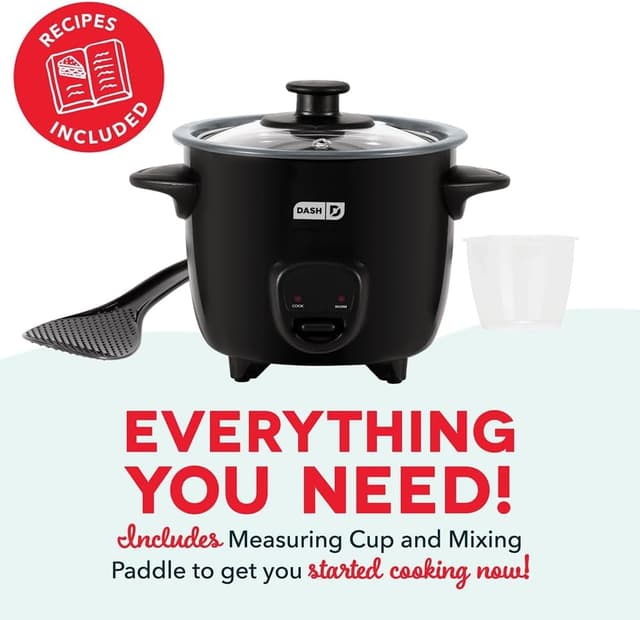 Detalle de Dash Mini Ceramic Rice Cooker (Black Ceramic) — Compact Single-Serve Cooker with Removable Nonstick Pot