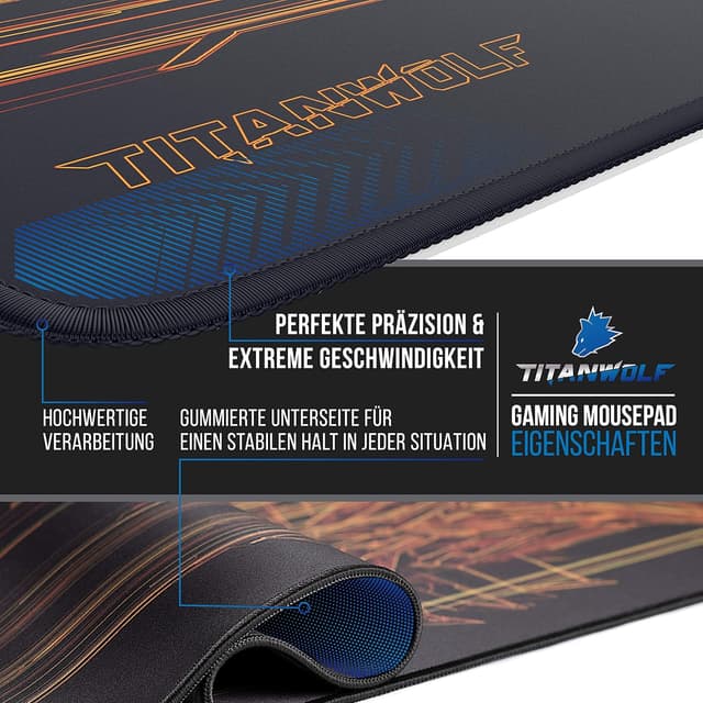 Thumbnail 2 de TITANWOLF XXL Speed Gaming Mauspad 900 x 400 mm