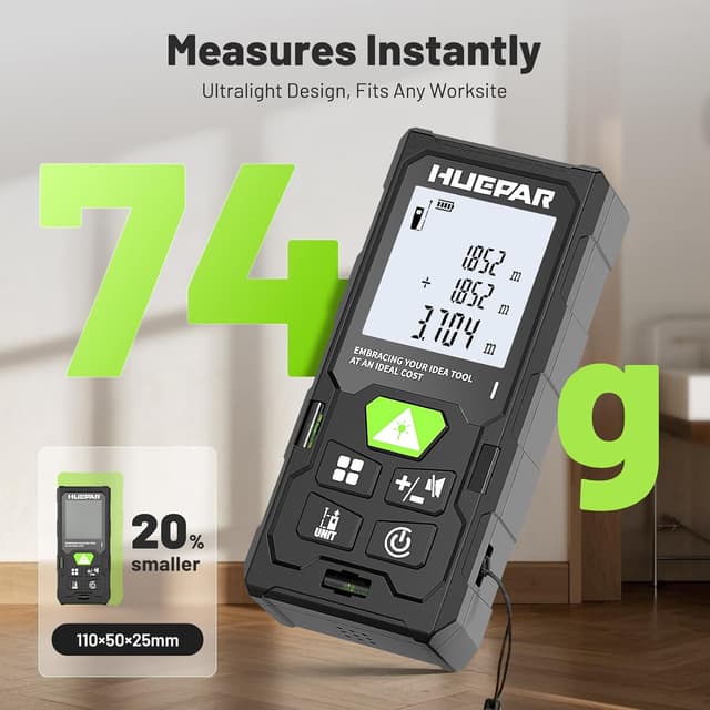 Detalle de Huepar Laser Measure (DM-LM50) digital laser distance meter up to 50m/100m with backlit LCD