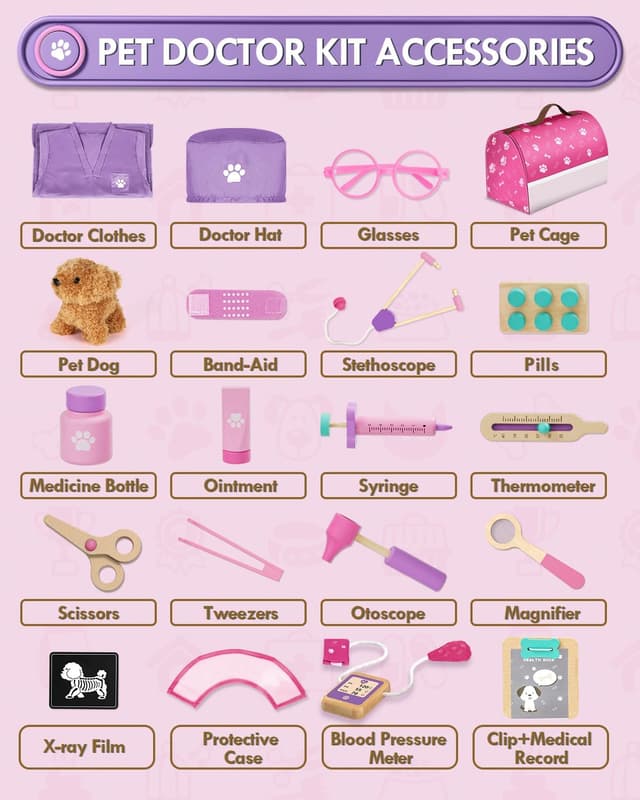 Thumbnail 5 de Doctors Set for Kids Wooden Vet Kit 21pc