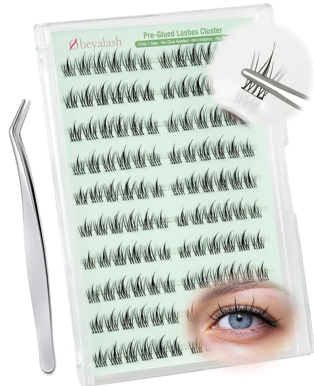 Detalle 2 de Obeyalash selbstklebende Wimpern (120 Stück) – Wimpern-Cluster C Curl zum Aufkleben, ohne Kleber