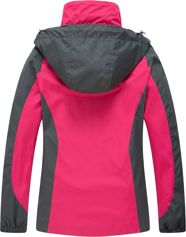 Detalle 2 de DCmount Regenjacke Damen – wasserdichte, winddichte Übergangsjacke mit Kapuze