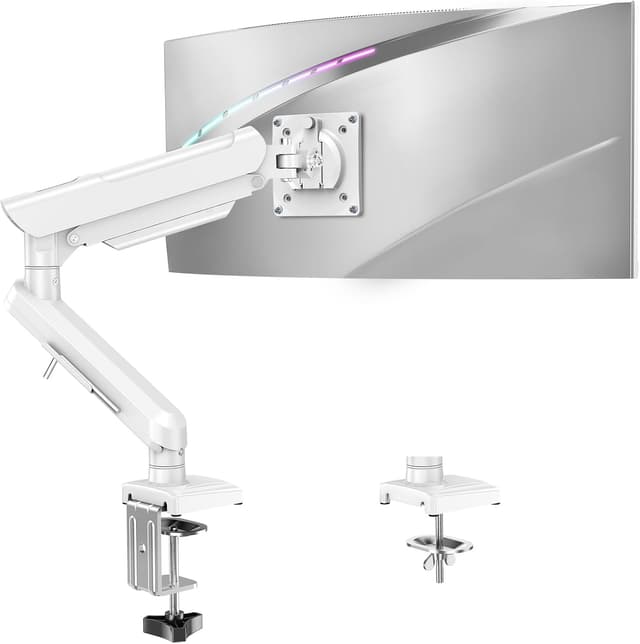 Detalle de ELIVED Freelift Pro Single Arm Monitor Desk Mount (VESA 75/100, 13–32 inch, 2–9kg) in white