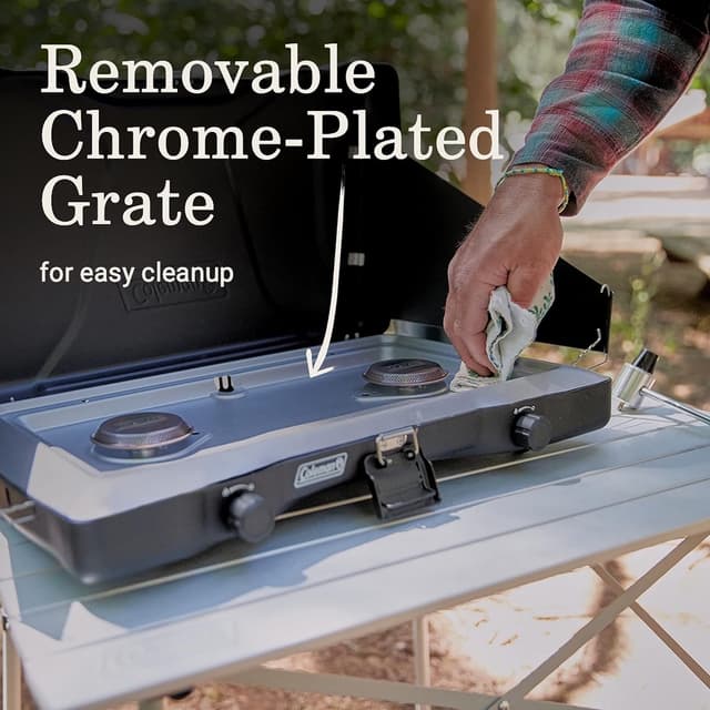 Detalle 2 de Coleman Triton 2-Burner Propane Stove (Portable Camping Cooktop) with Wind Guards